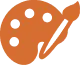 orange icon for creativity showing a palette with paint brush